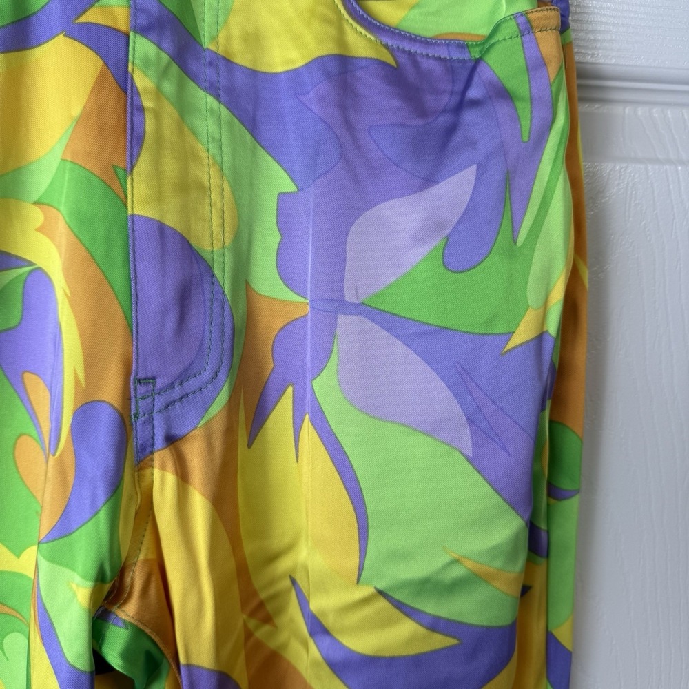 DANIELLE BERNSTEIN Womens‎ Satin Pants Sz 27 NWT Retro Butterfly Mardi Gras - Picture 4 of 12